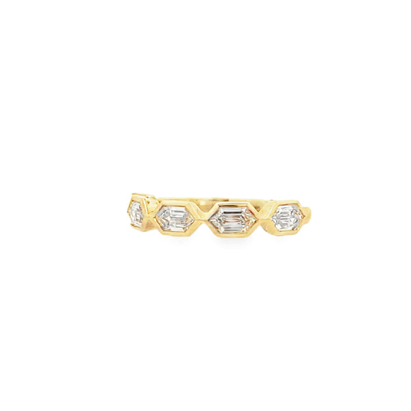 Lab-Grown Bezel Step-Cut Hexagon Band