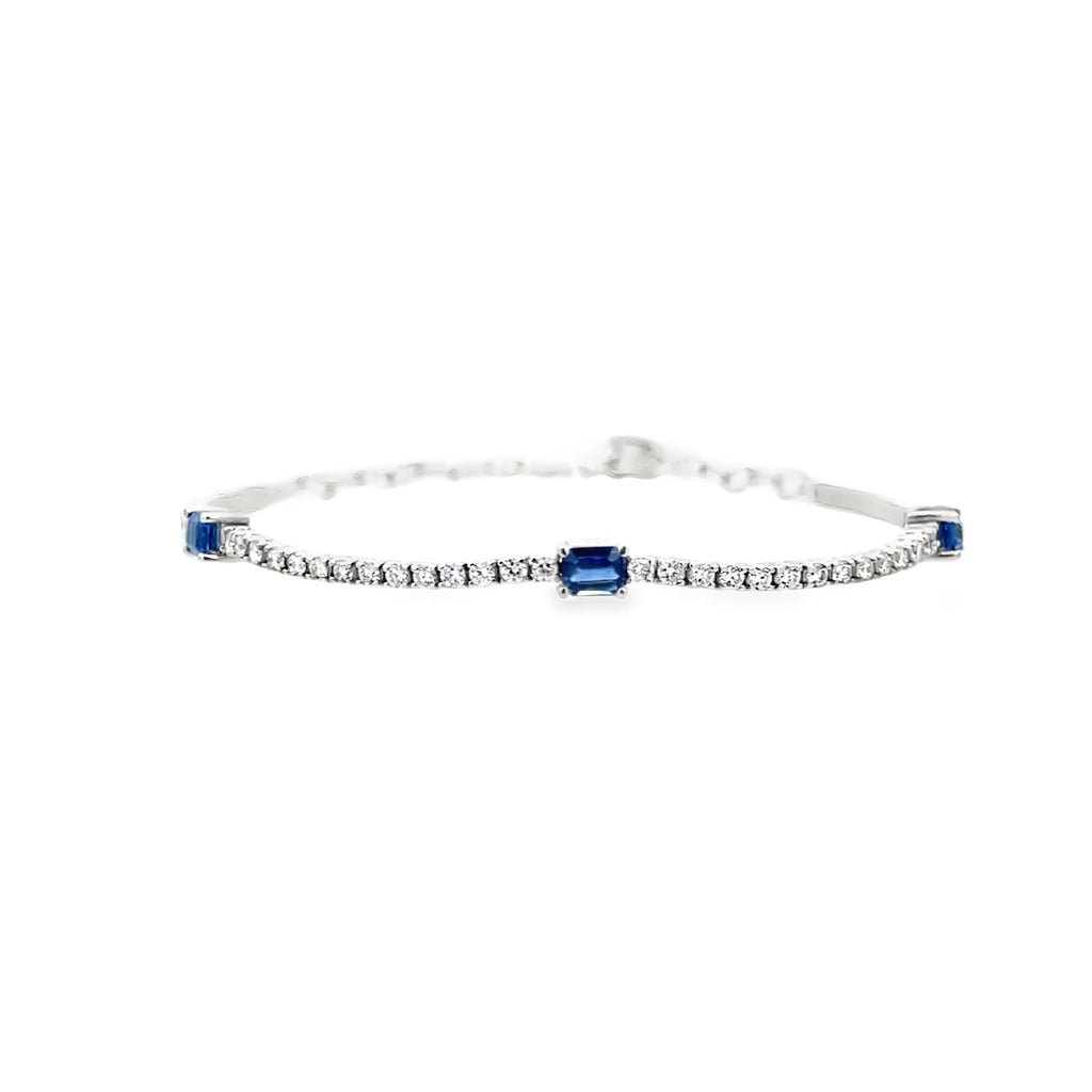 Diamond & Sapphire Adjustable Tennis Bracelet