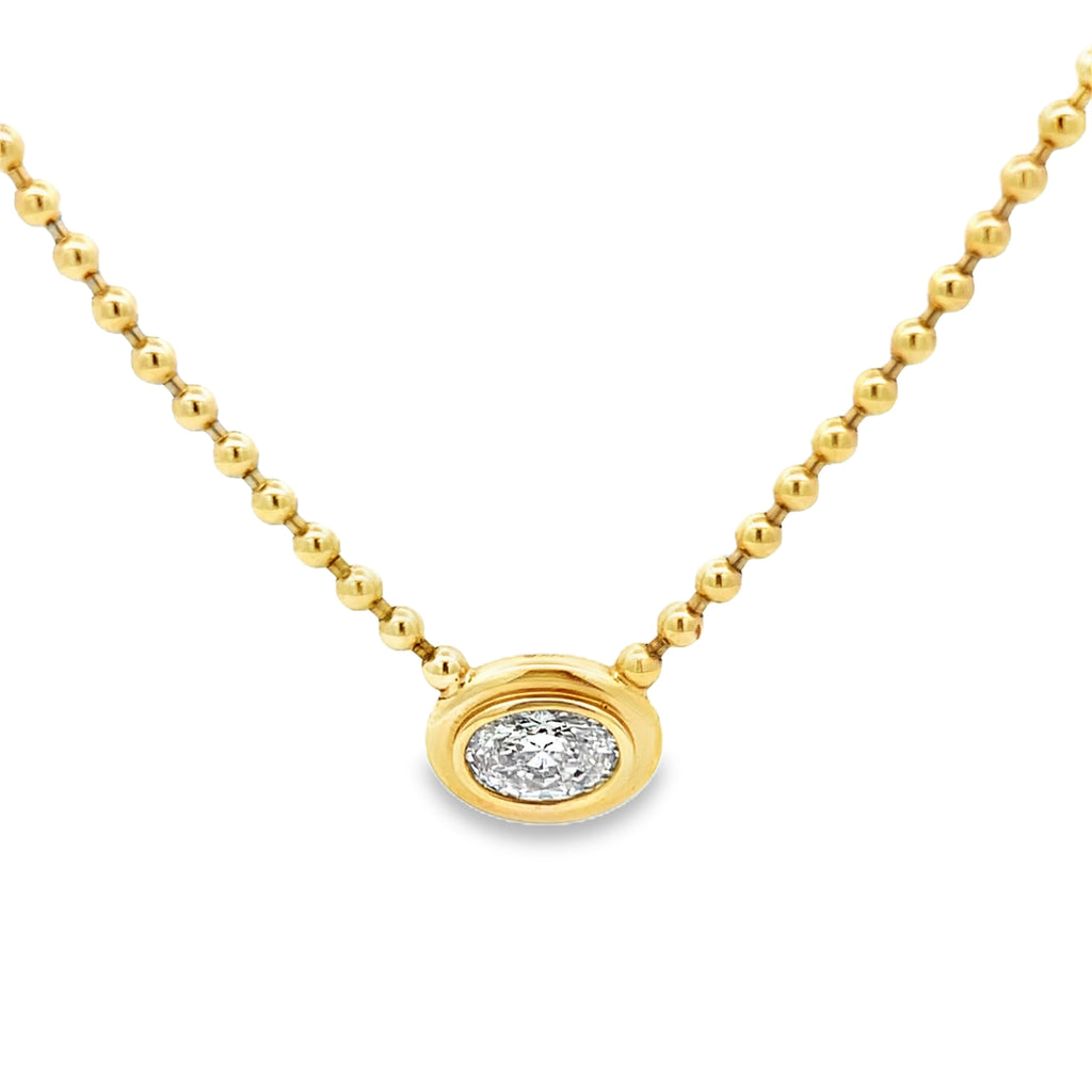 Lab-Grown Diamond Bezel Beaded Necklace