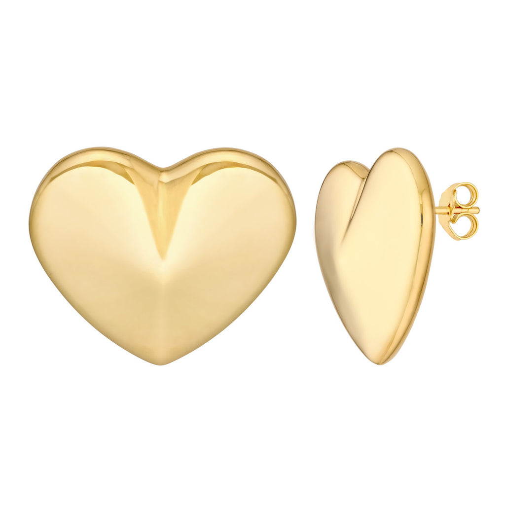 Large Gold Puffy Heart Studs
