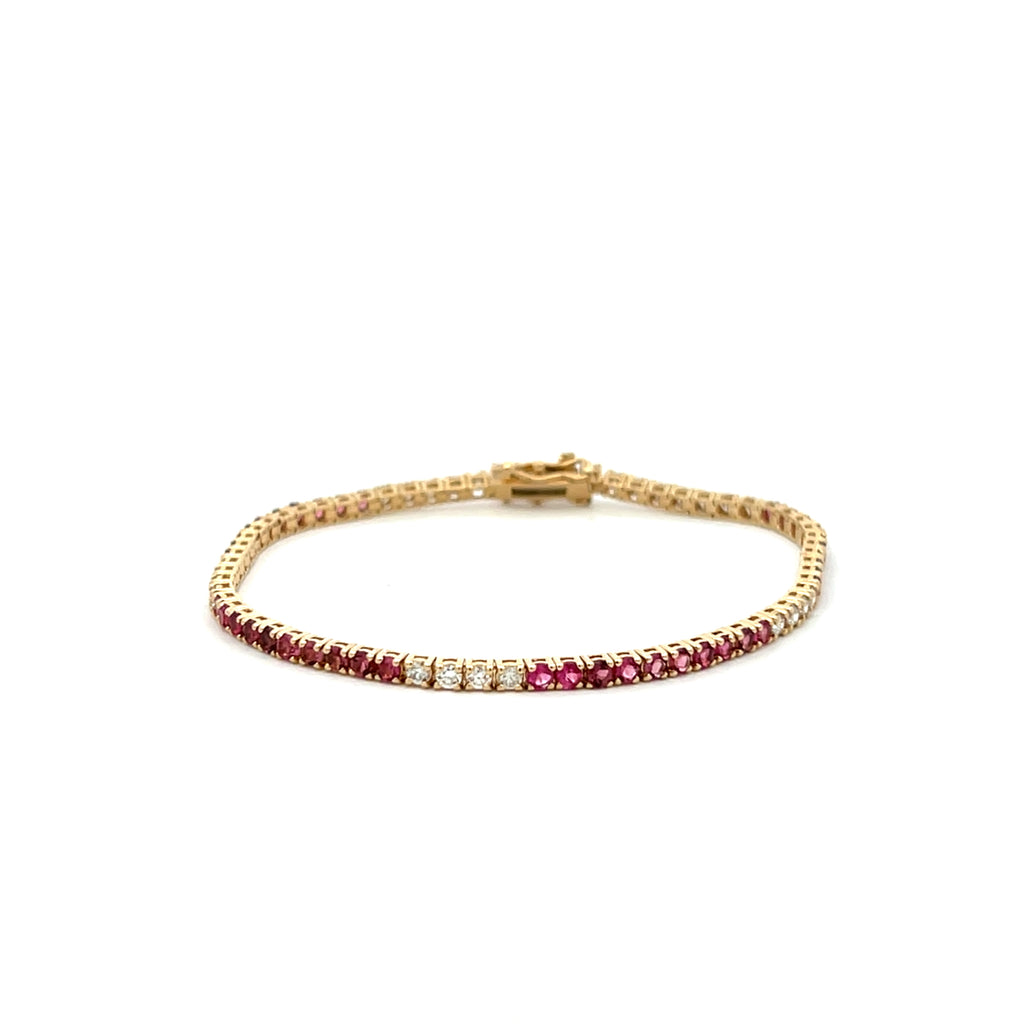 Pink Sapphire & Diamond Tennis Bracelet