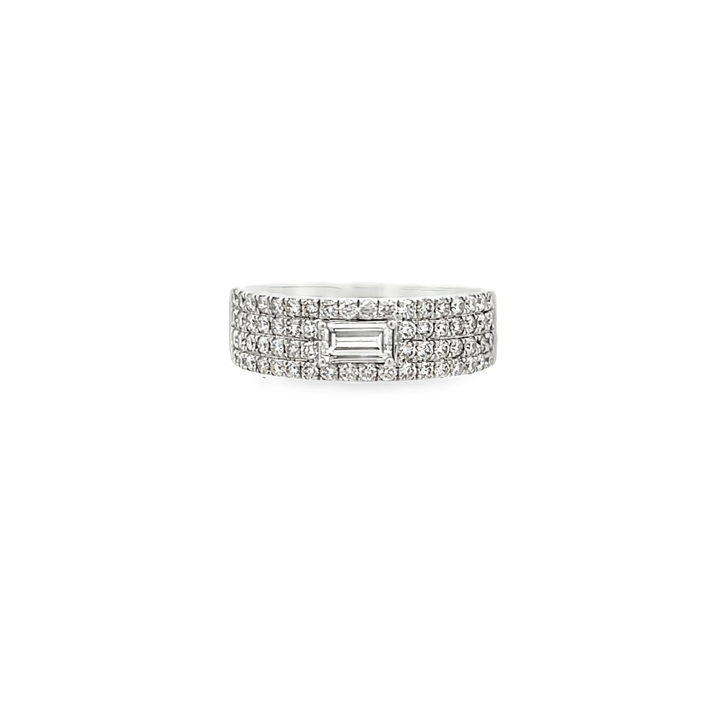 Four Row Pave Baguette Ring
