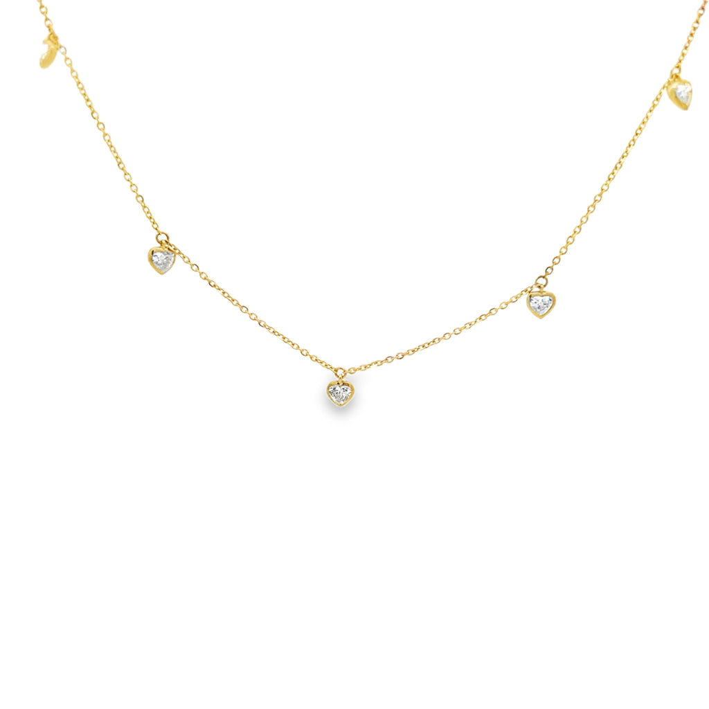 Lab-Grown Bezel Dangle Heart Necklace