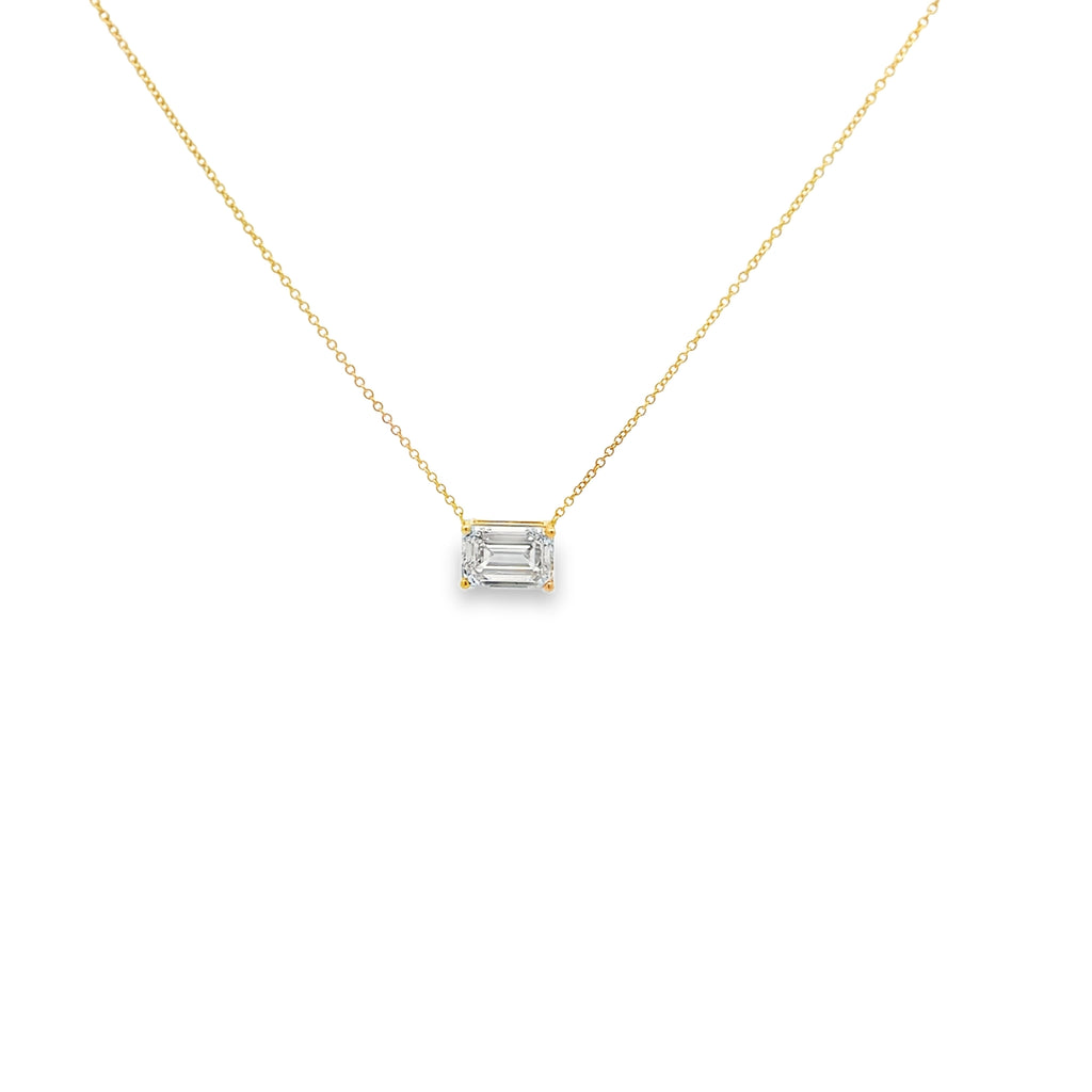 Lab-Grown E/W Emerald Cut Pendant Necklace