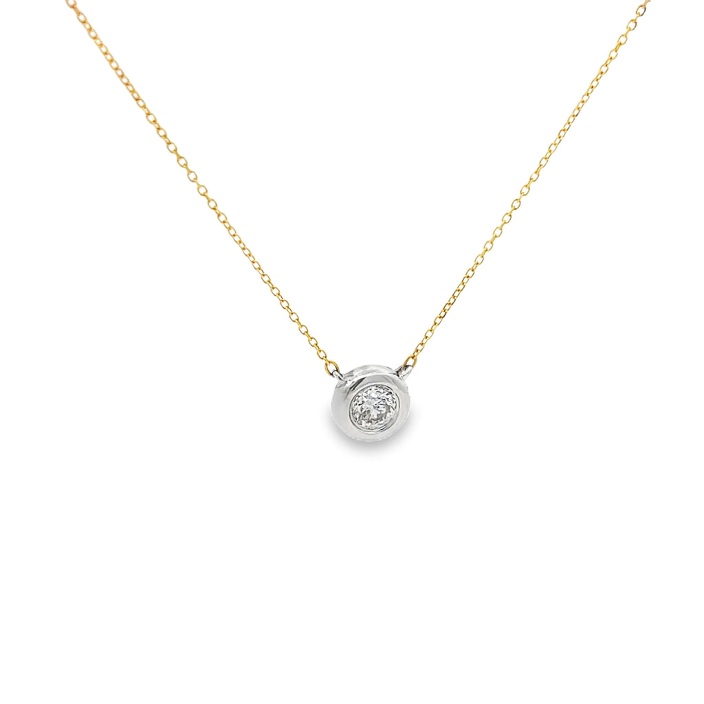 Two Tone Bezel Station Pendant Necklace