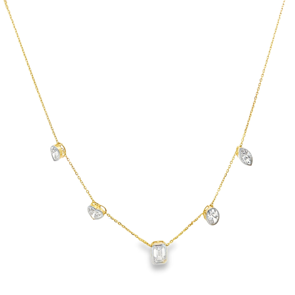 Lab-Grown Bezel Multi-Shape Station Necklace