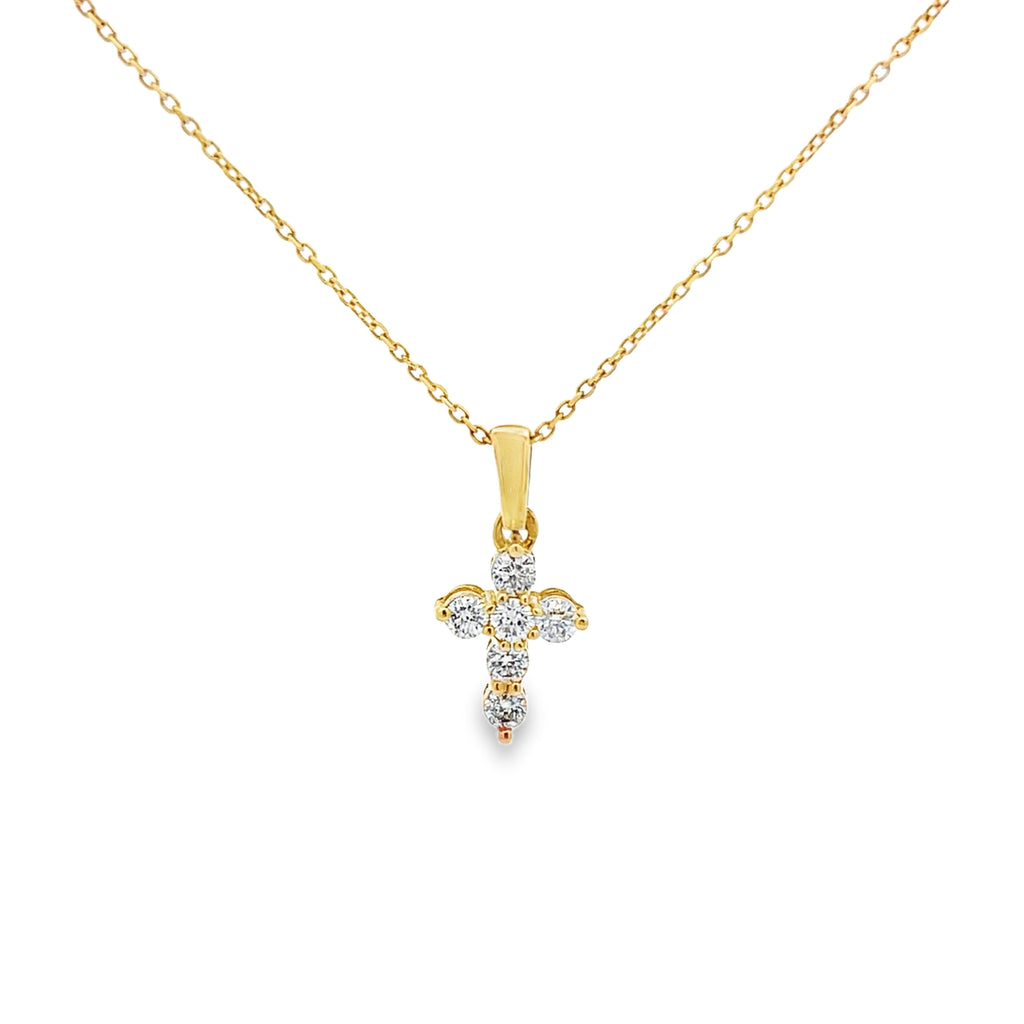 Yellow Gold Diamond Cross Pendant Necklace