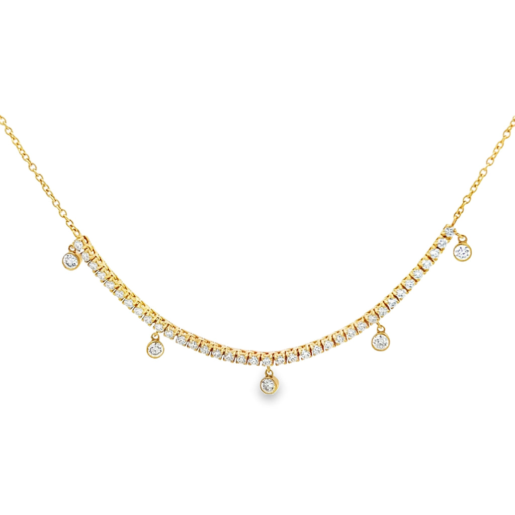 Round Bezel Dangle Diamond Necklace
