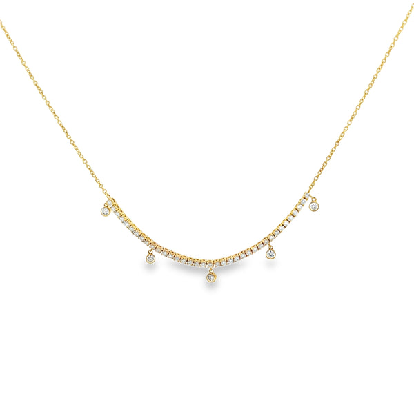 Round Bezel Dangle Diamond Necklace