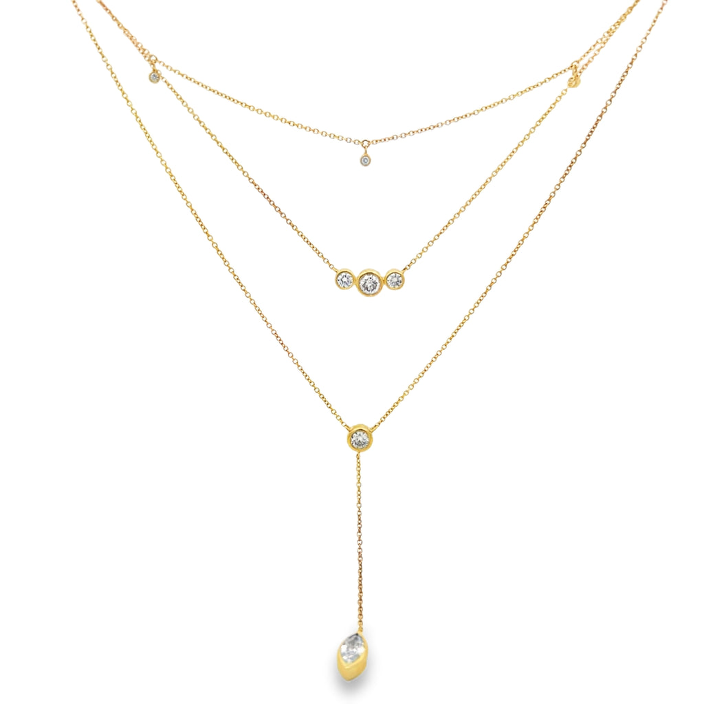 Multi-Layer One Piece Round & Marquise Necklace
