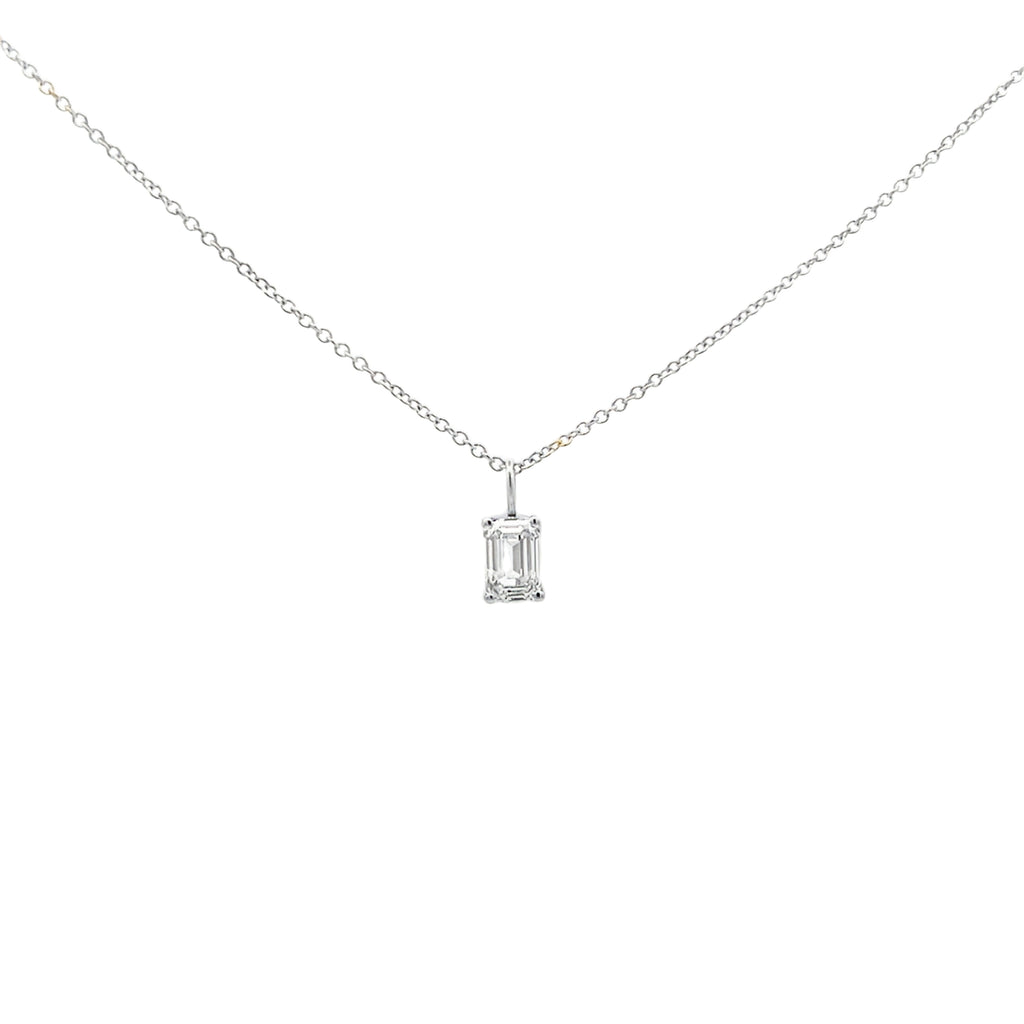 Lab-Grown Solitaire Emerald Drop Necklace