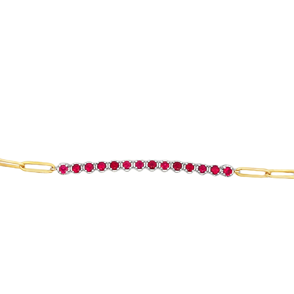 Gemstone Tennis Paperclip Bracelet