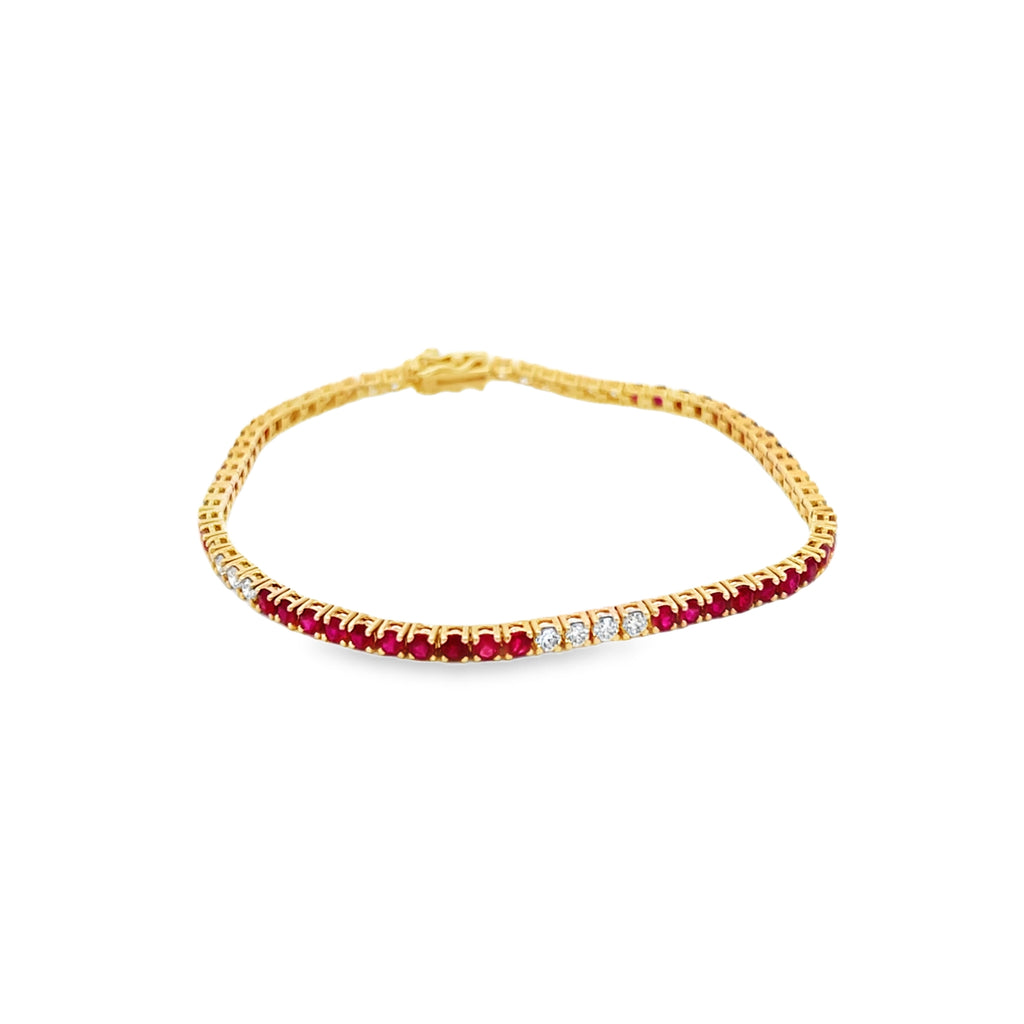 Alternating Ruby & Diamond Tennis Bracelet
