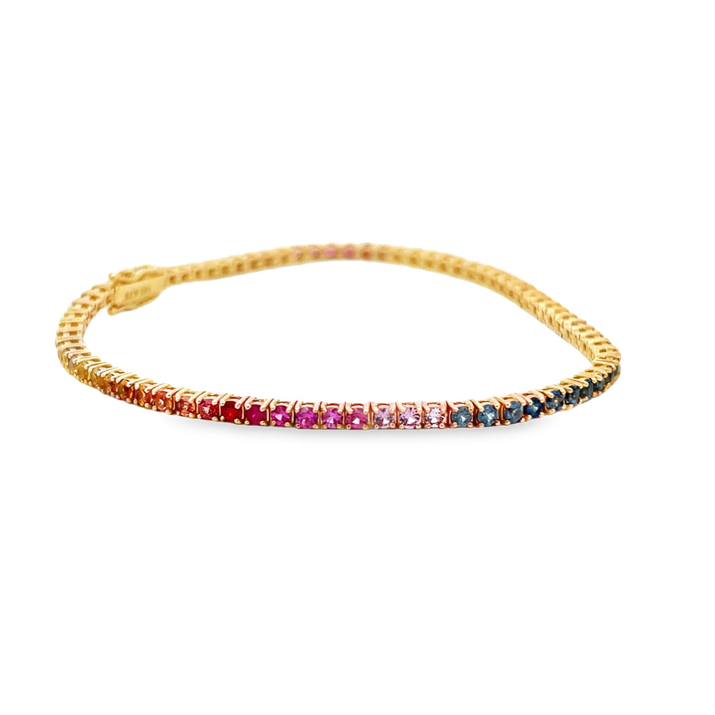 Dainty Rainbow Sapphire Tennis Bracelet