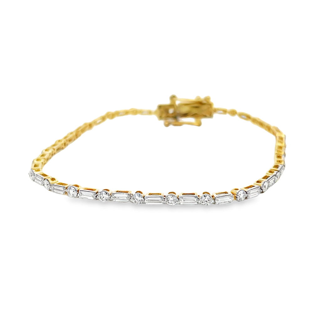 Baguette & Round Shared Prong Tennis Bracelet