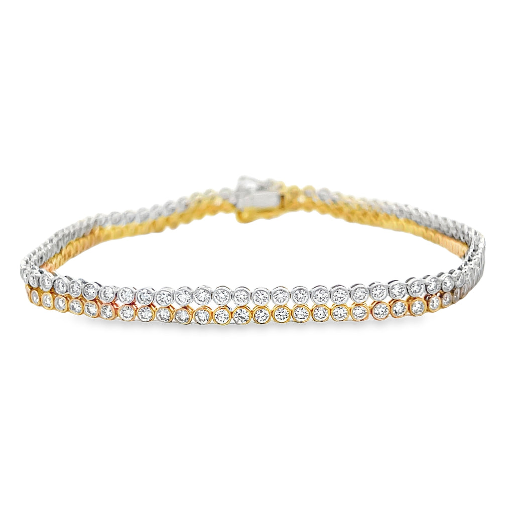 Lab-Grown Two Tone Double Row Tennis Bracelet