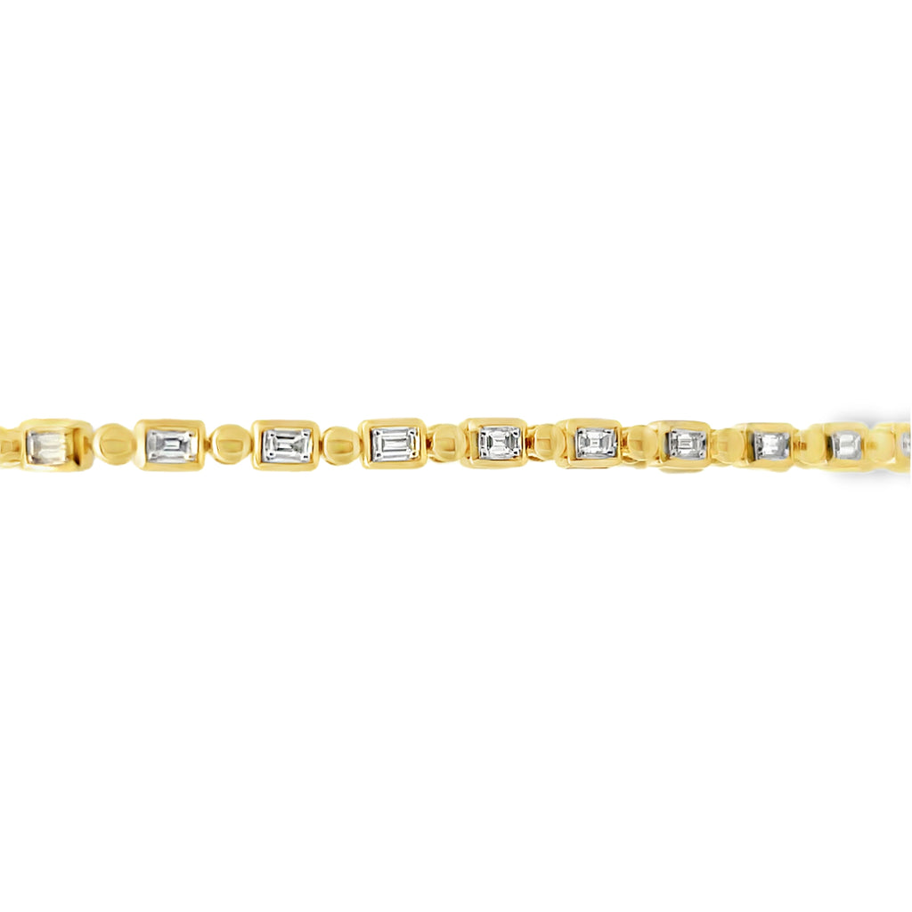 Bezel Baguette Beaded Tennis Bracelet