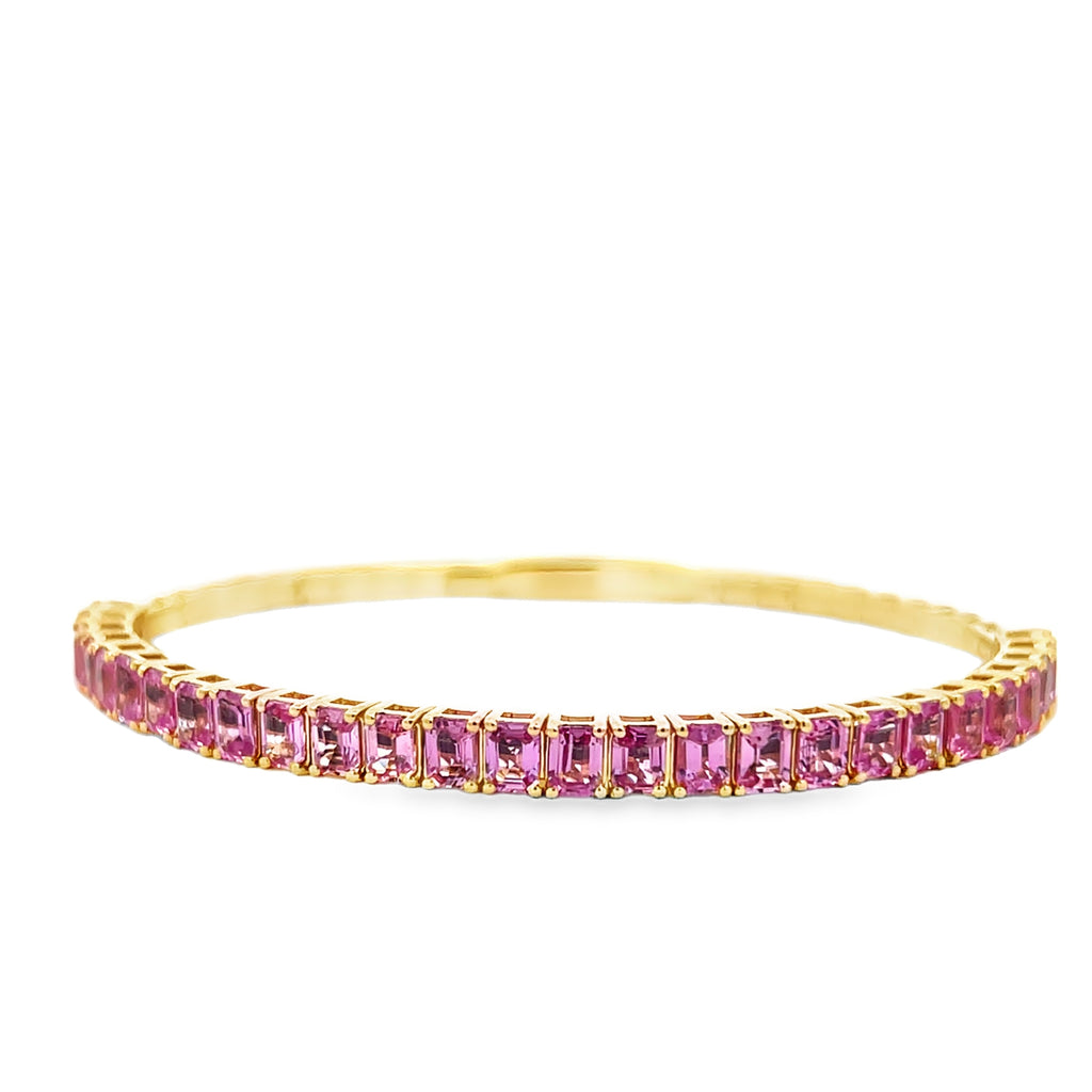 Emerald Cut Pink Sapphire Bangle
