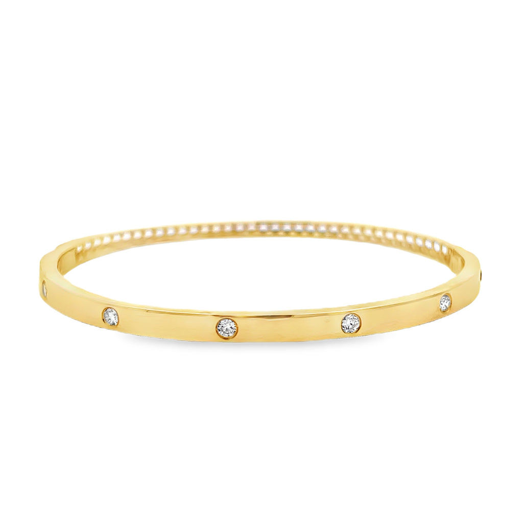 Glossy Gold Inlay Diamond Bangle