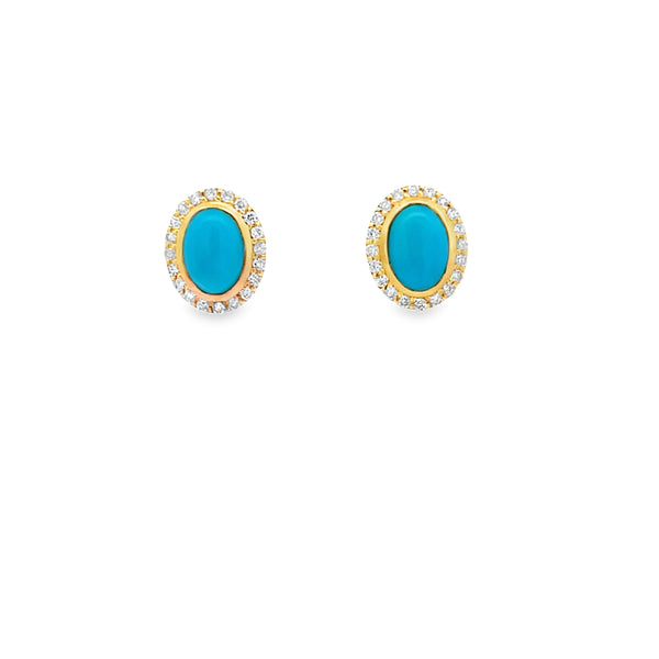 Turquoise & Diamond Halo Stud Earring