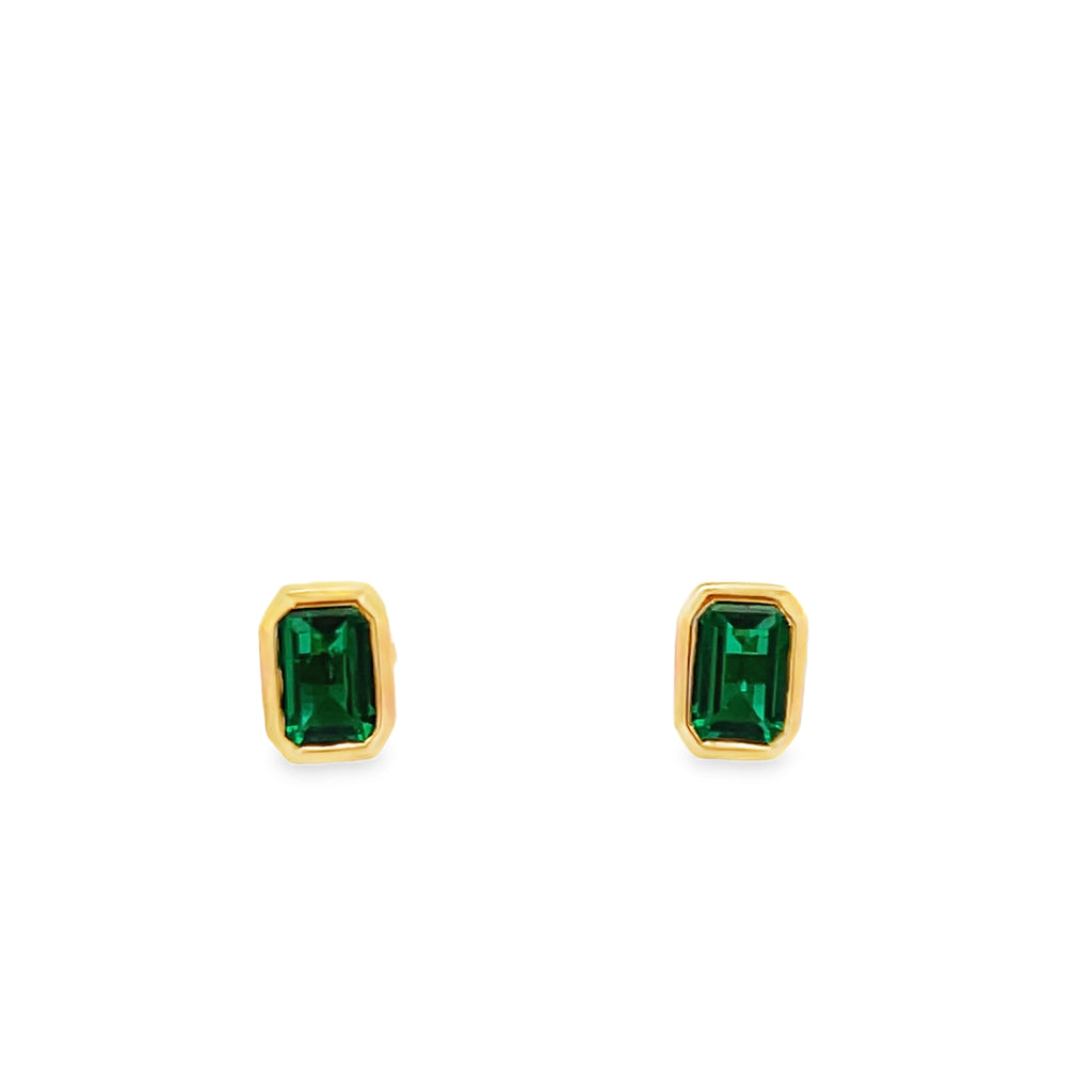 Lab-Grown Emerald Bezel Studs