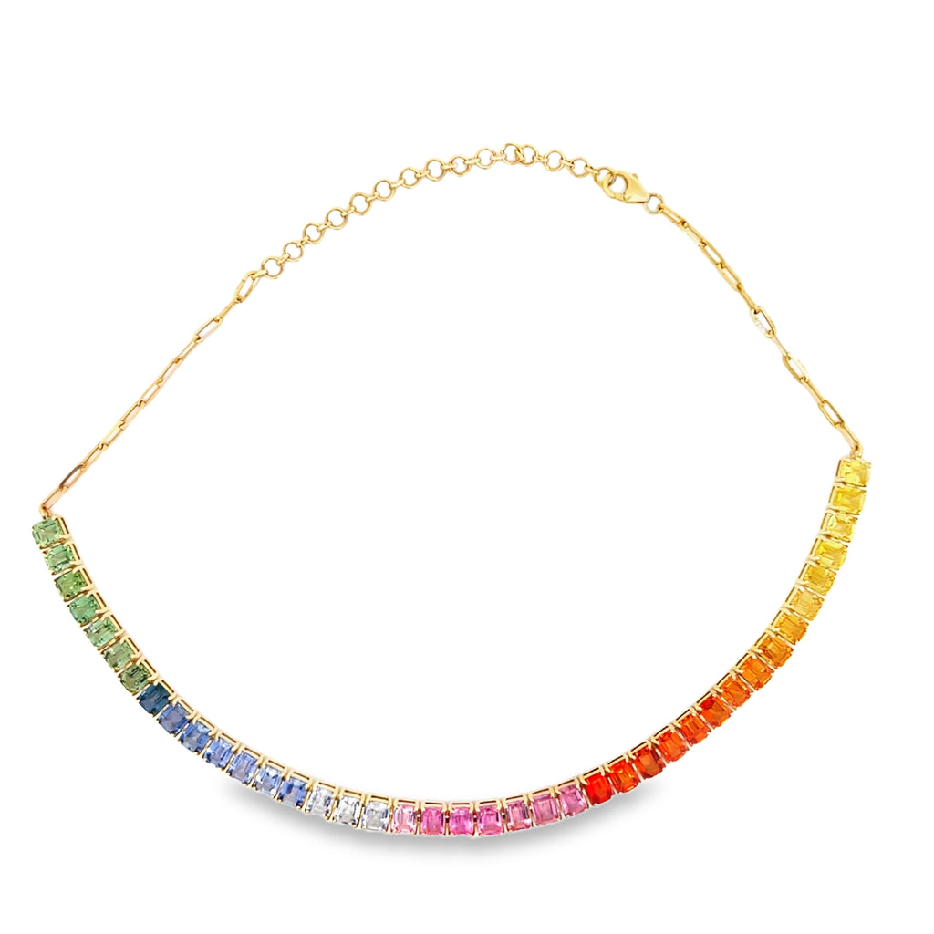 Halfway Tennis Rainbow Sapphire Choker Necklace – Dallas Diamond Bar