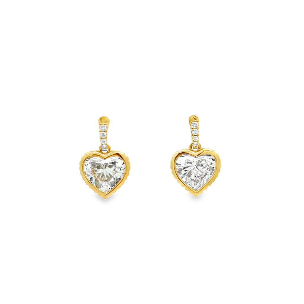 Lab-Grown Fluted Bezel Heart Dangle Studs