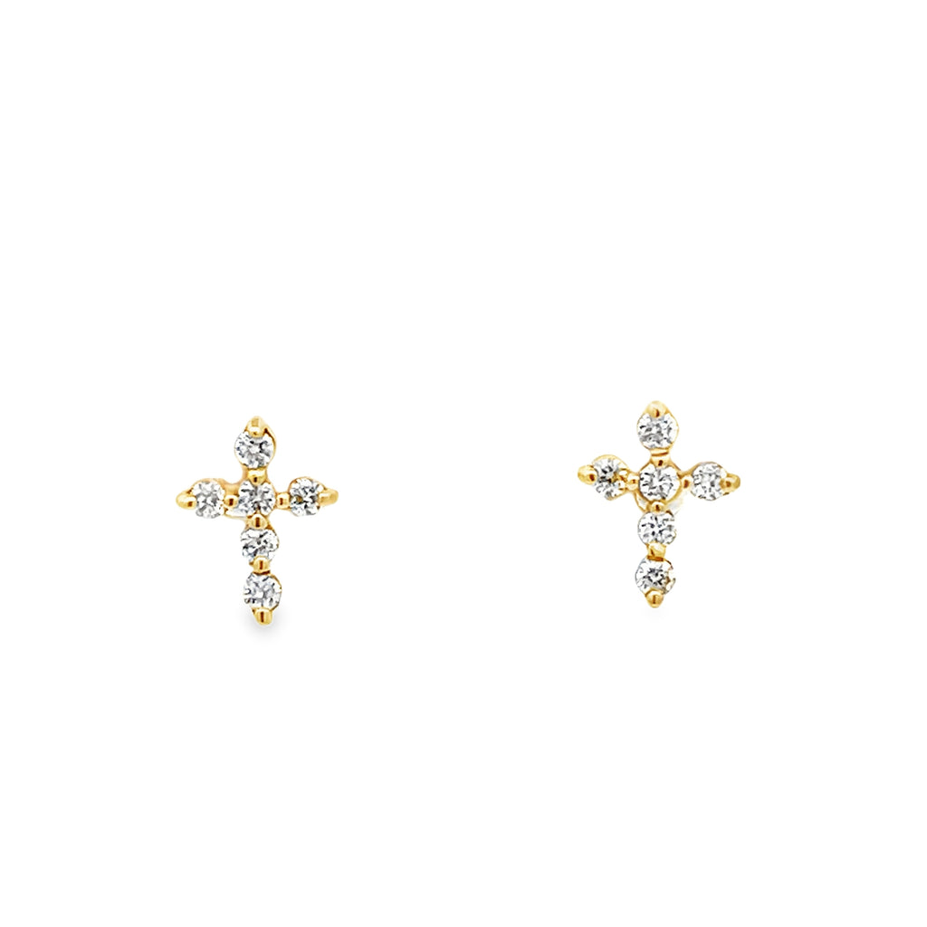 Mini Diamond Cross Stud Earrings