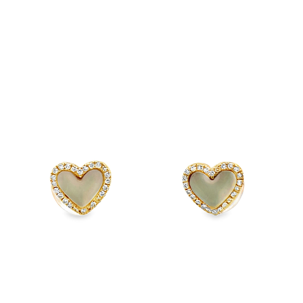 Mother of Pearl Heart Stud Earrings