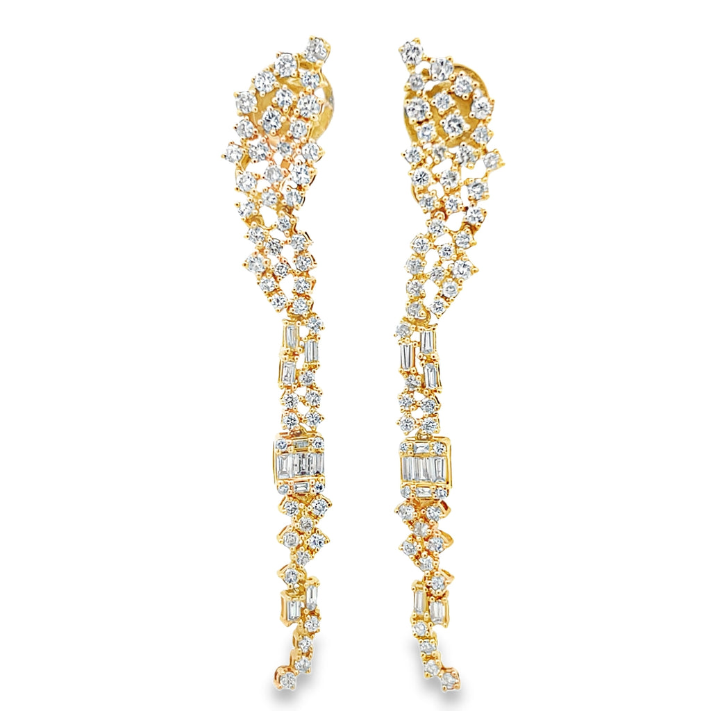 Diamond Cluster Drop Statement Earrings