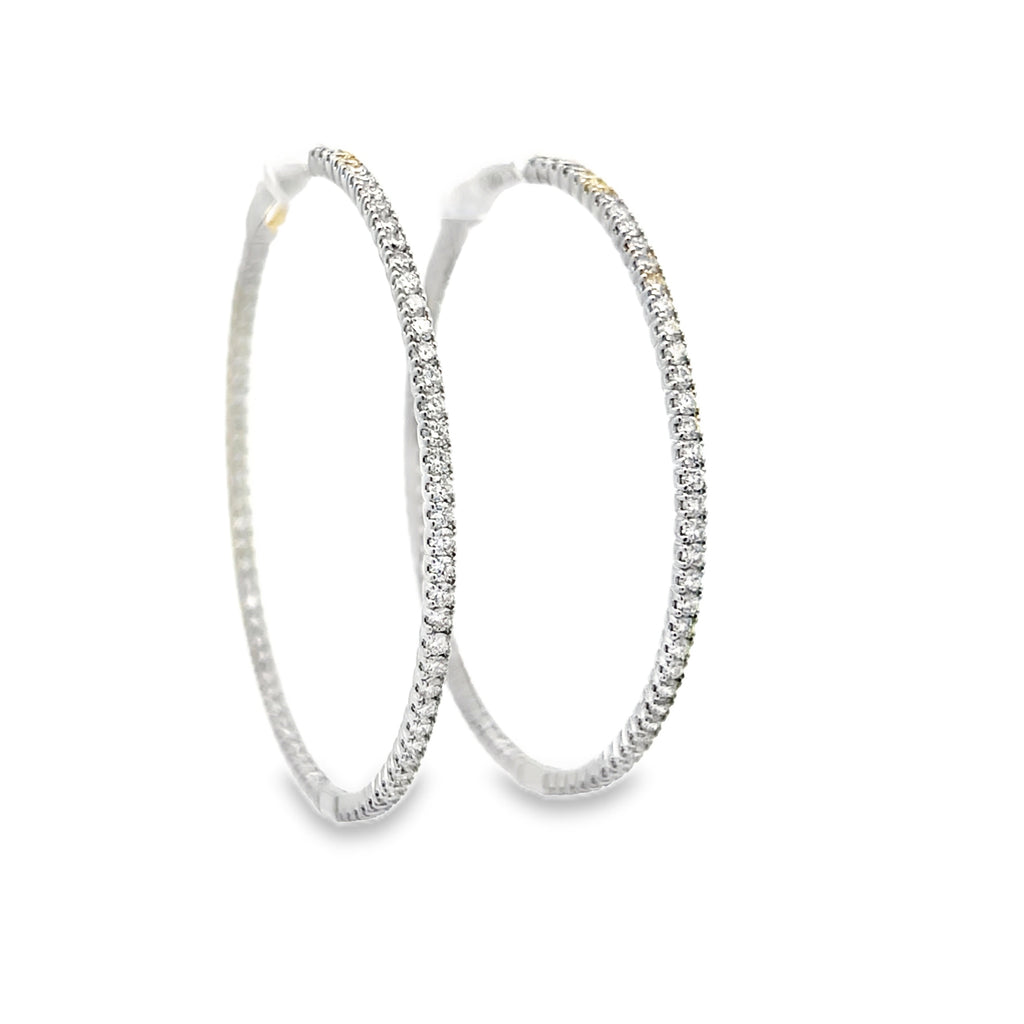 Round Inside Out 2.90 Ctw Diamond Hoops