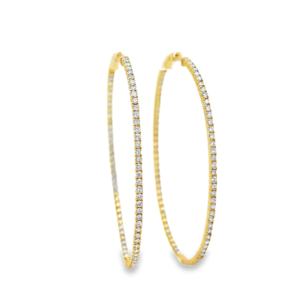 Oval Inside Out 3.34 Ctw Diamond Hoops