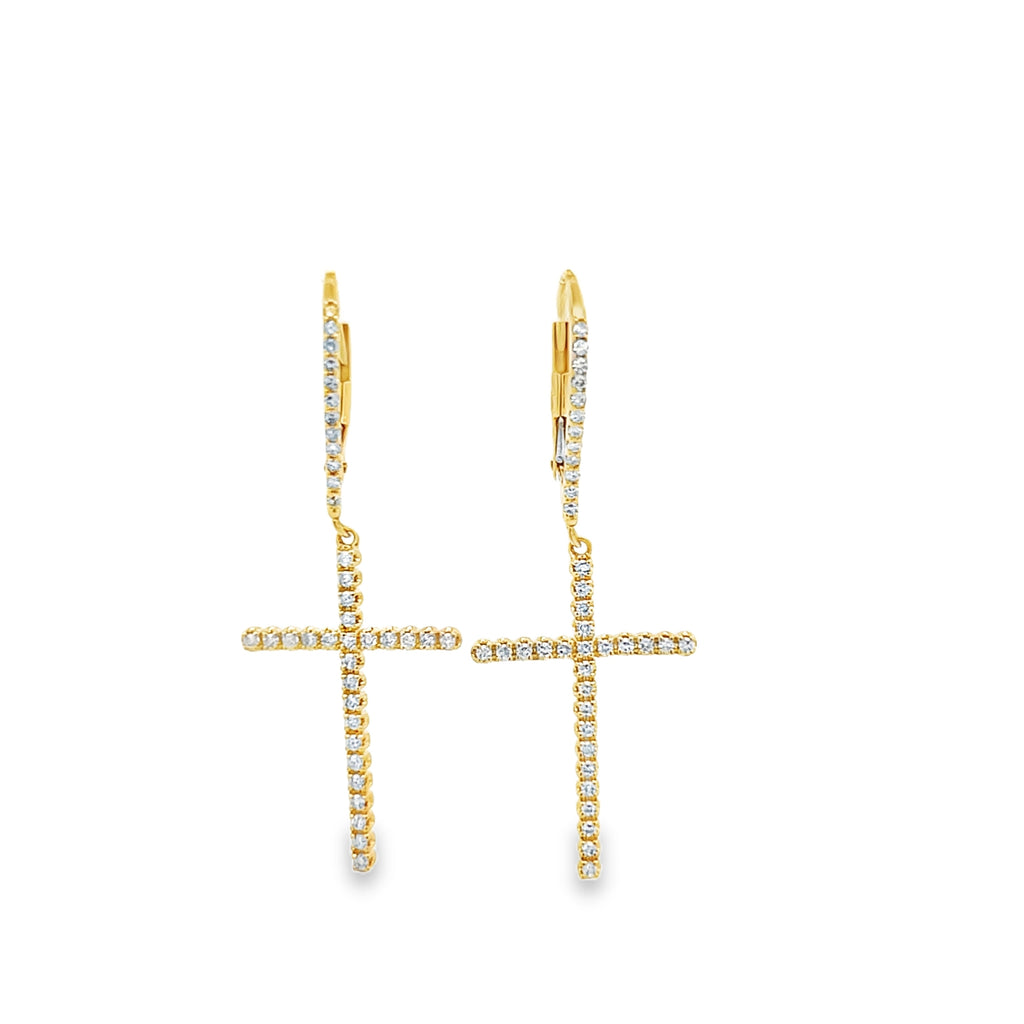 Diamond Cross Dangle Earrings