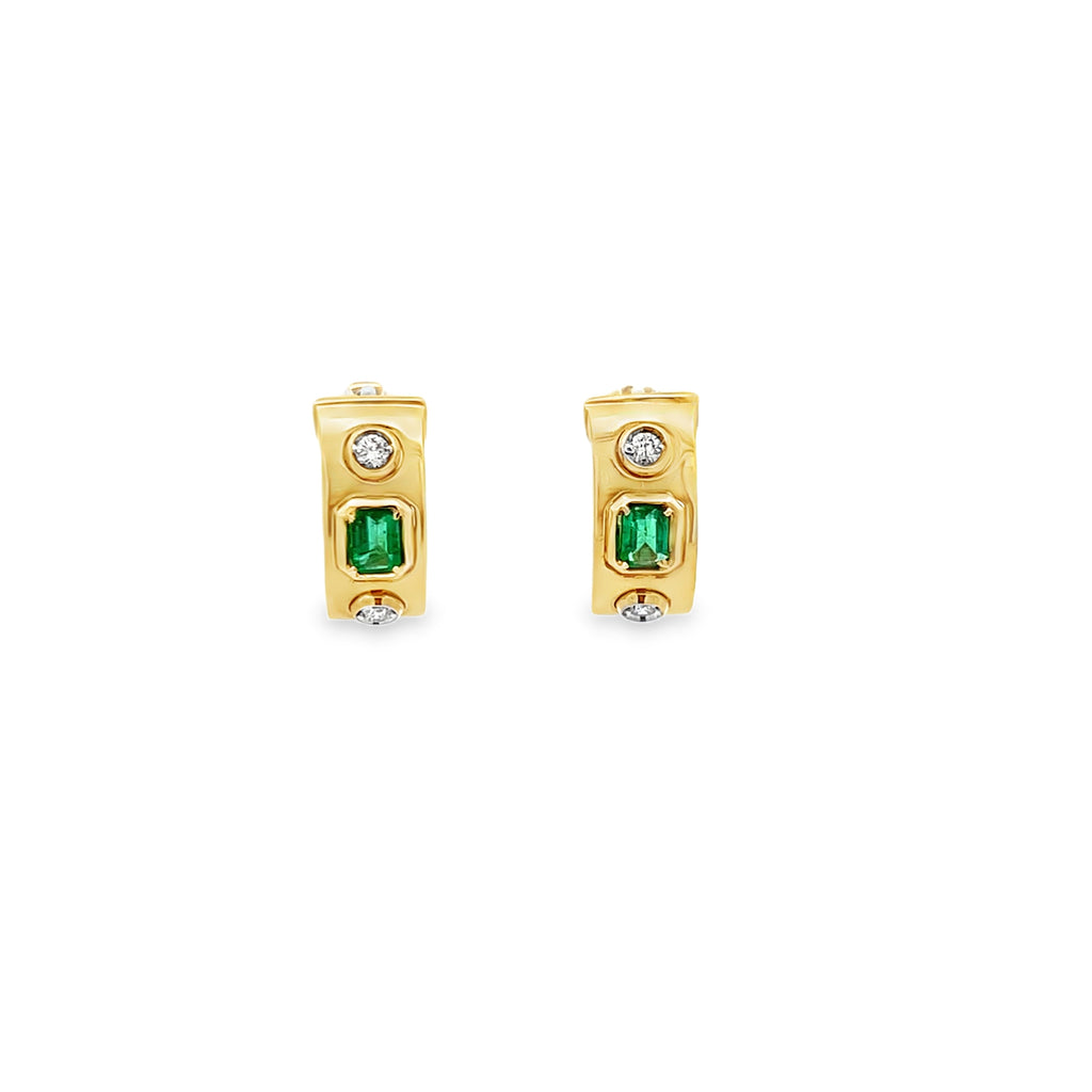 Diamond & Emerald Deco Huggies