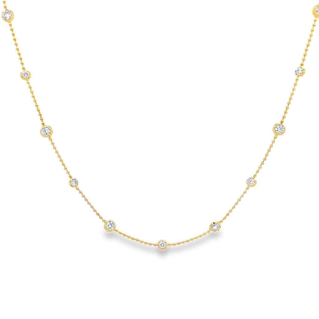 Lab-Grown Georgian Set Bead Chain Station Necklace