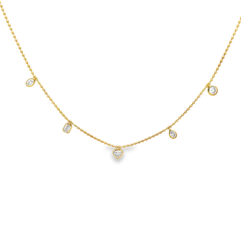 Lab-Grown Dangle Bezel Multi-Shape Bead Chain Necklace