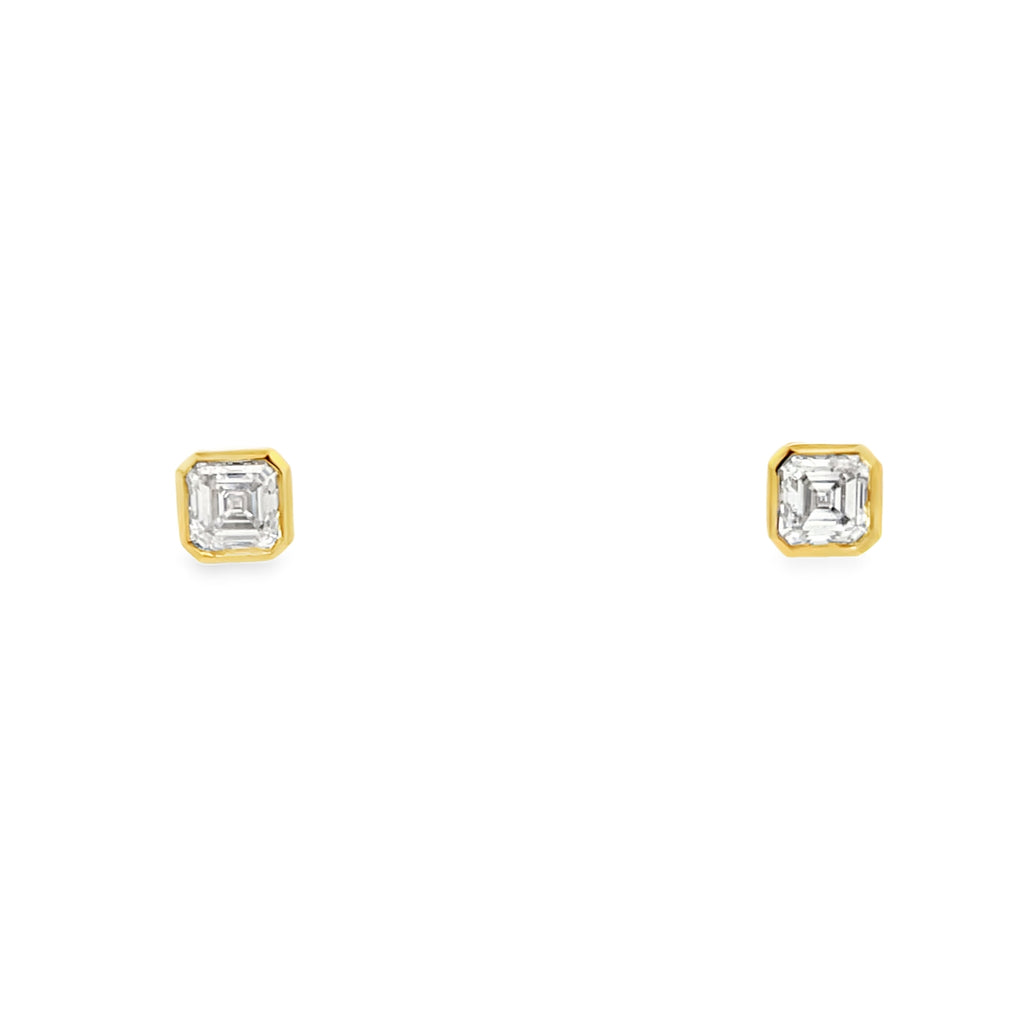 Lab-Grown Bezel Asscher Stud Earrings