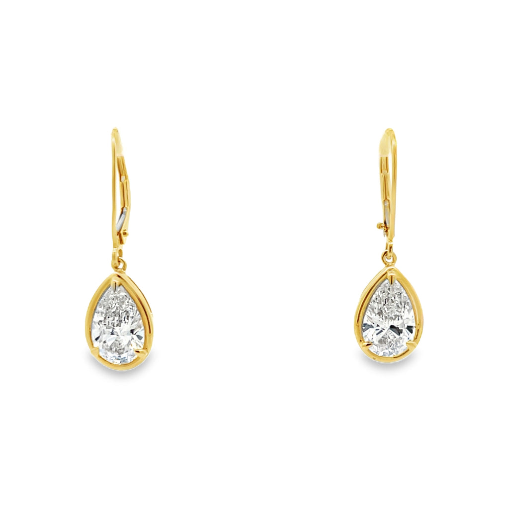 Lab-Grown Bezel Pear Dangle Earrings