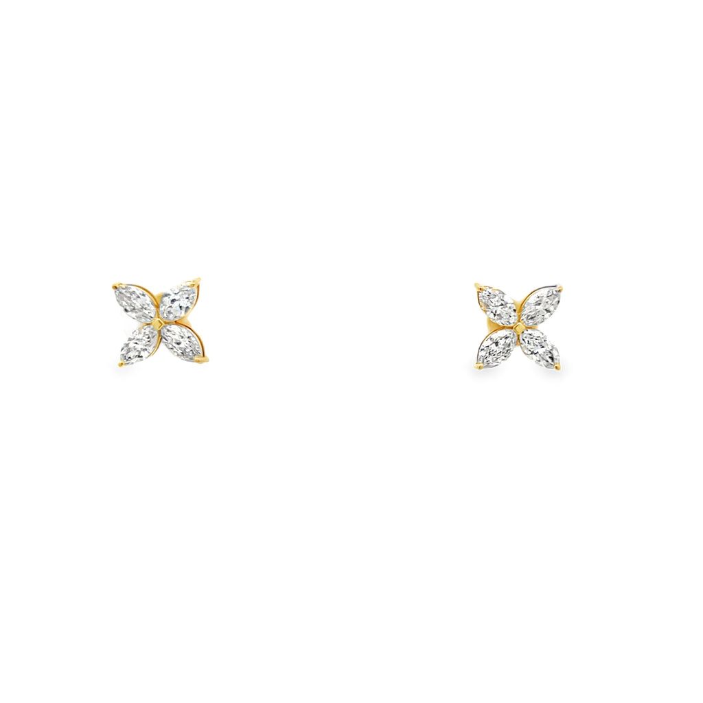 Lab-Grown Floral Marquise Stud Earrings
