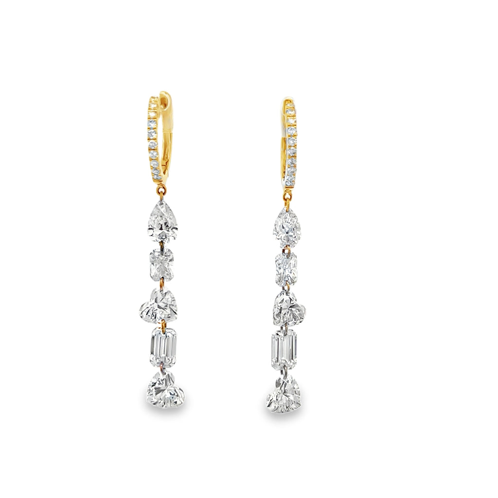 Lab-Grown Diamond Drilled Multi-Shape Dangle Huggies