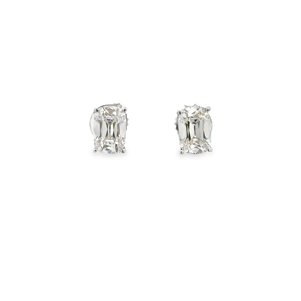 Lab-Grown Antique Elongated Cushion Cut Studs