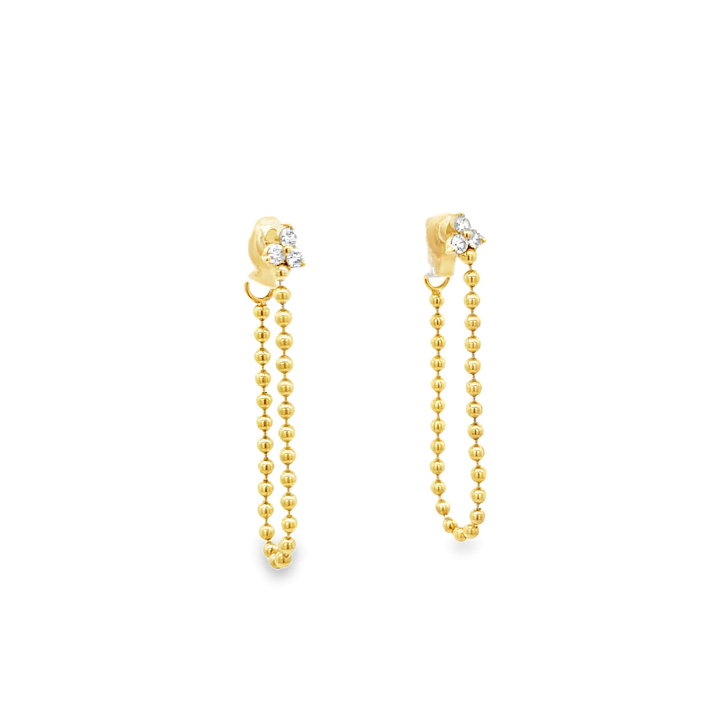 Beaded Chain Dangle Stud Earrings