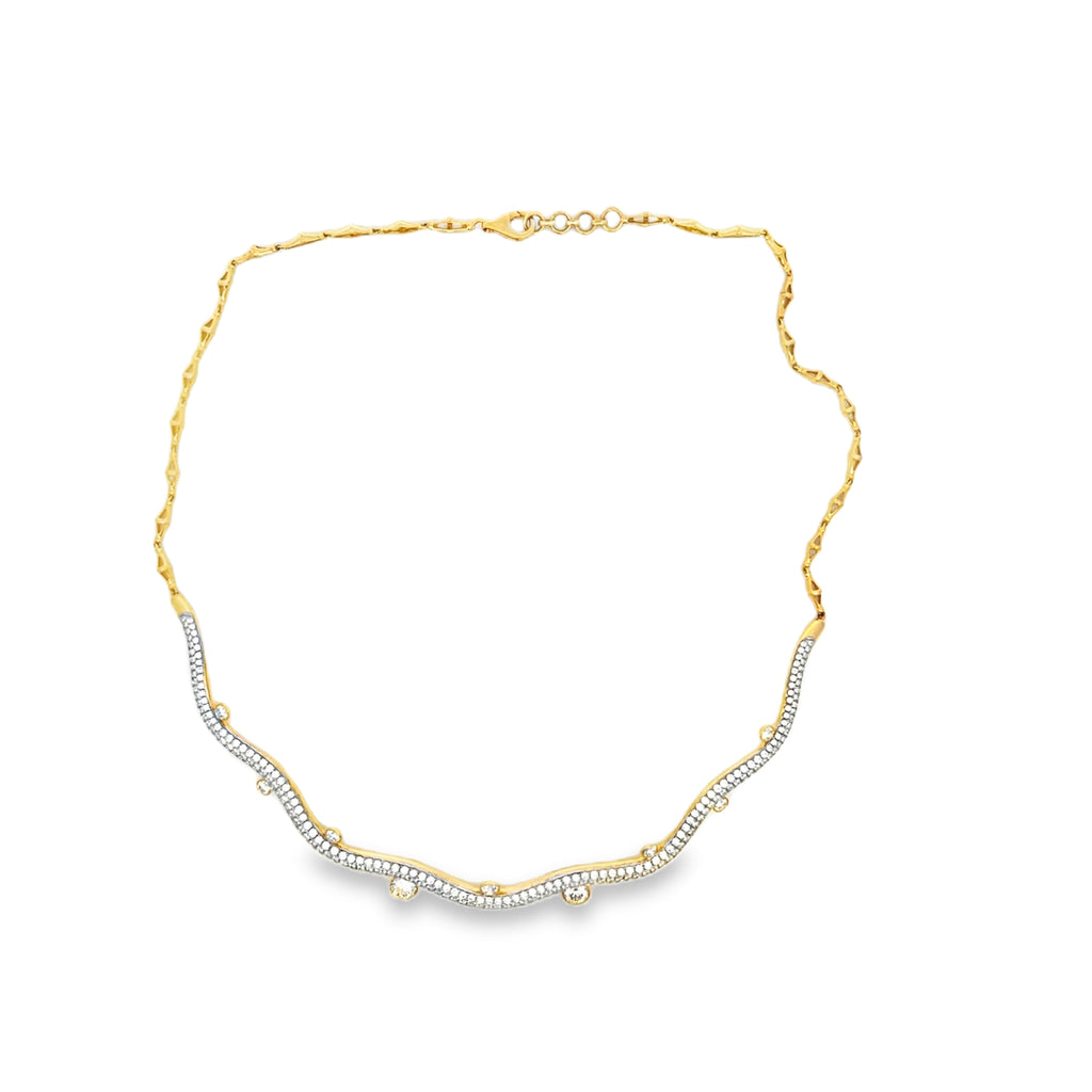 Lab-Grown Wavy Bezel Chain Choker