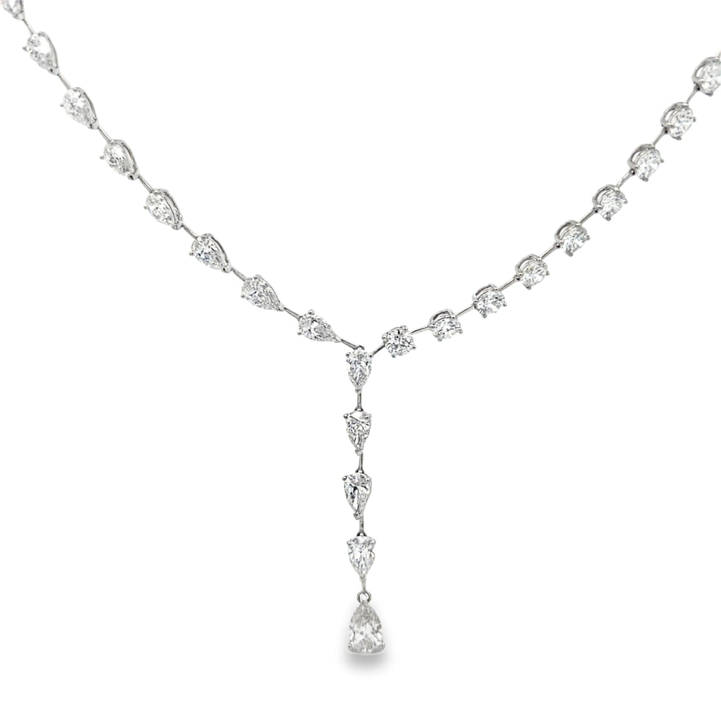 Lab-Grown Pear & Round Lariat Tennis Necklace