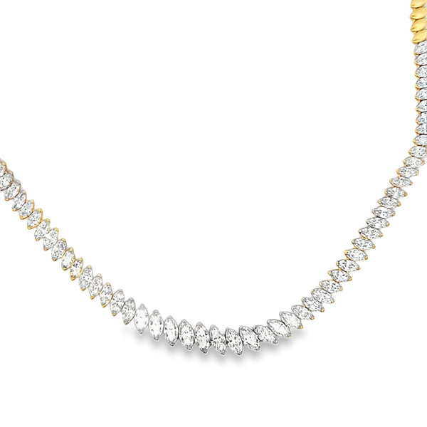 Lab-Grown Graduated Marquise Tennis Necklace