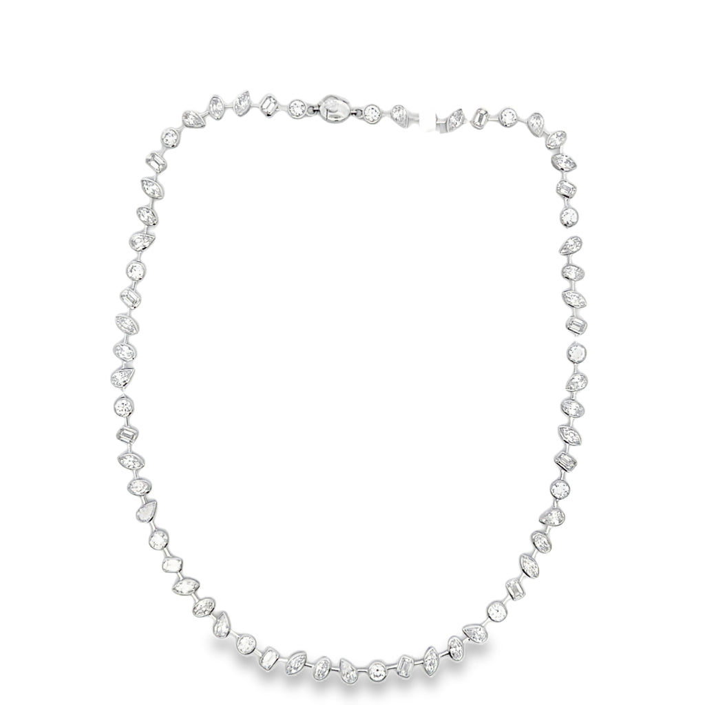 Lab-Grown Negative Space Bezel Multi-Shape Tennis Necklace