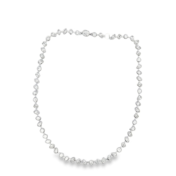 Lab-Grown Negative Space Bezel Multi-Shape Tennis Necklace