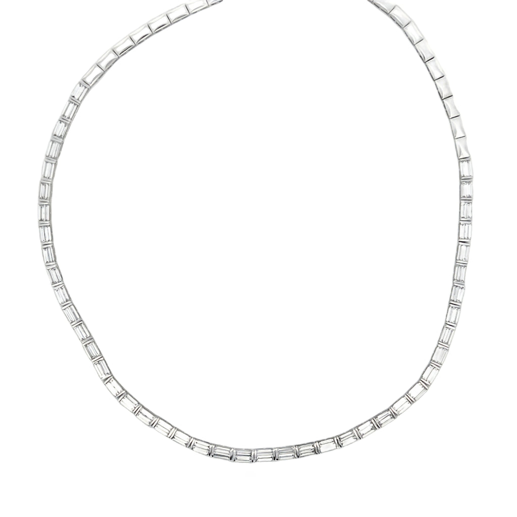 Lab-Grown Half Bezel Baguette Tennis Necklace