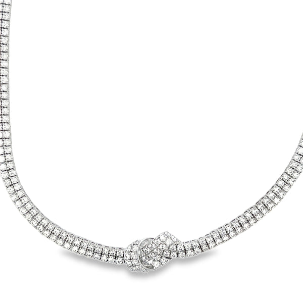 Lab-Grown Double Row Knot Tennis Necklace