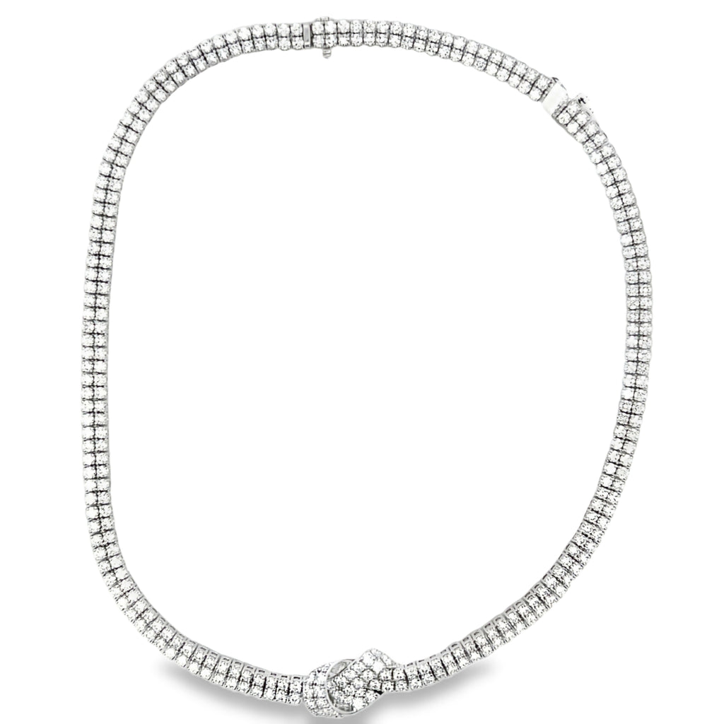 Lab-Grown Double Row Knot Tennis Necklace